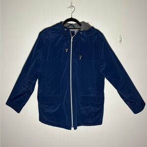 Colebrook & Co Men’s Navy Blue Hooded Rain Jacket Size M
